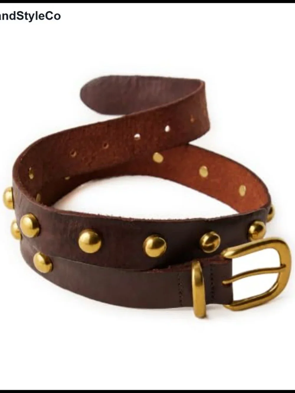 Genuine Cowhide Leather Vintage Western Belt with Rivet Studs